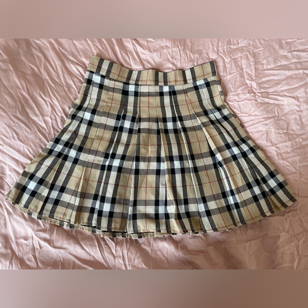 Women's Casual Plaid High Waist Pleated A-Line Uniform Mini Skirt